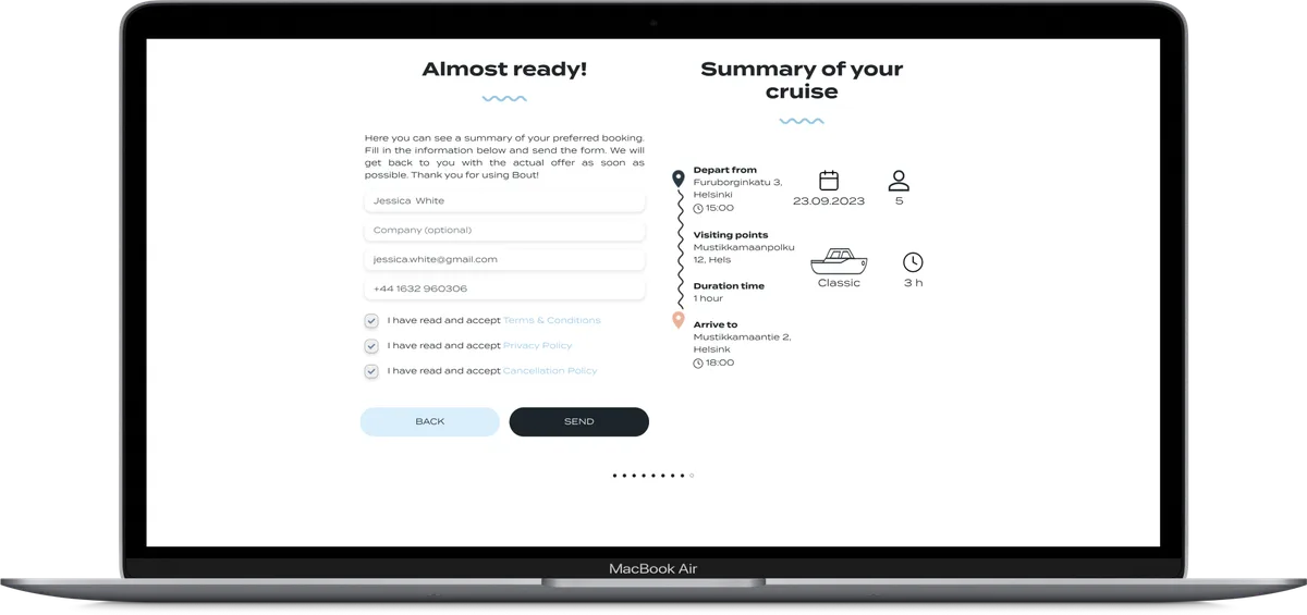 Bout Cruise desktop cruise summary screen on MacBook