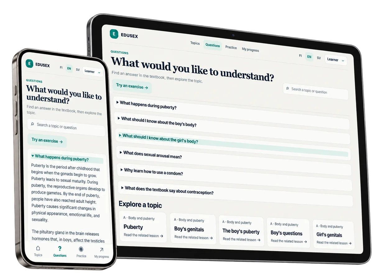 Question discovery on a tablet and an expanded textbook answer on a phone.
