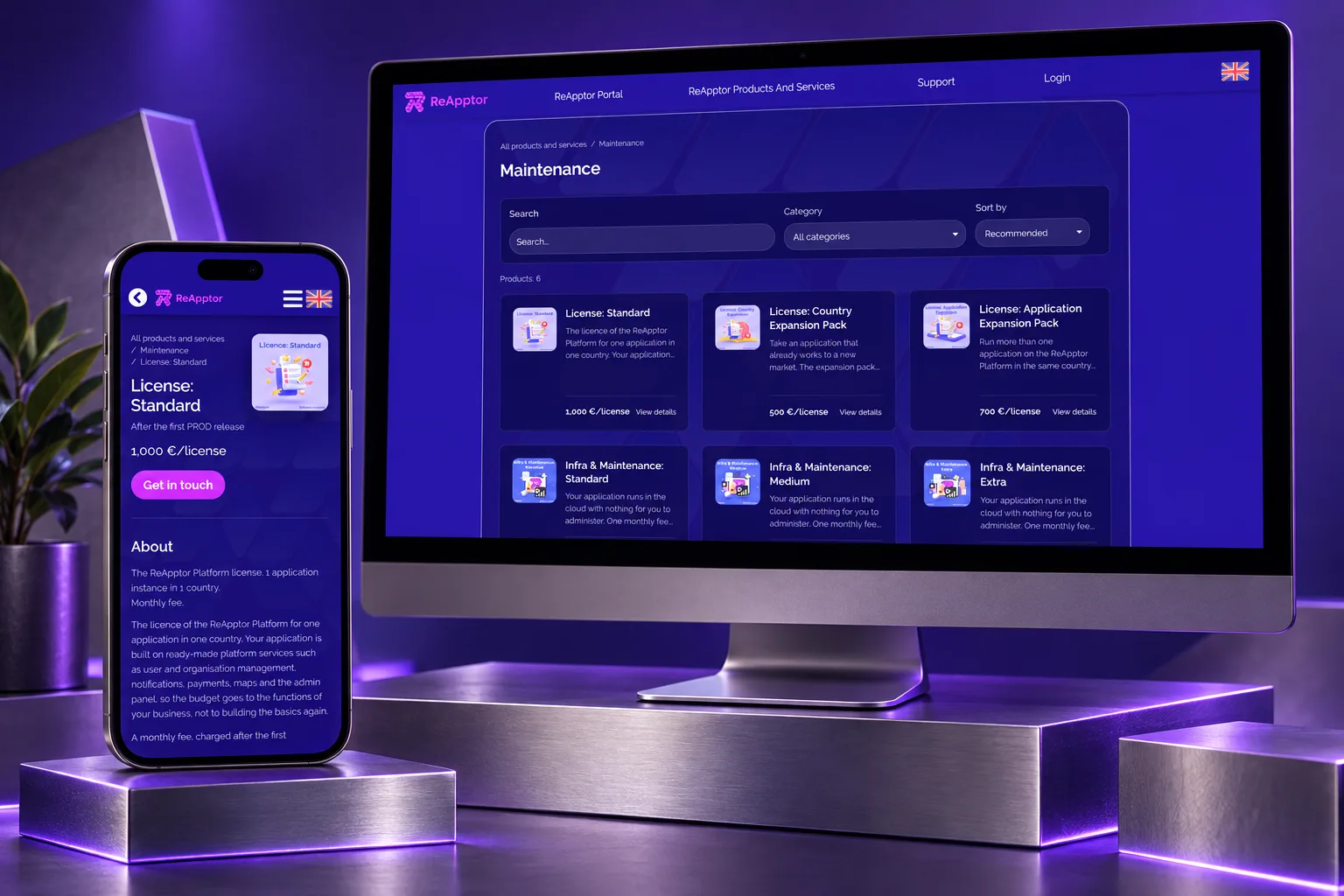 Maintenance and expansion offers with the standard licence on mobile.